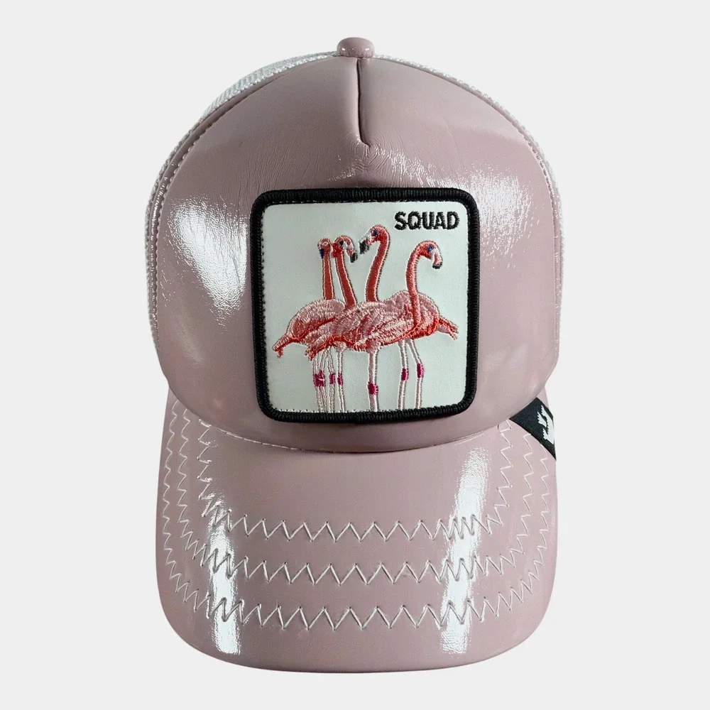 Goorin Bros Squad Flamingos Rock with You Pink Snapback Hat The Farm Trucker Cap
